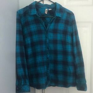 Route 66 Blue Plaid Women's Top